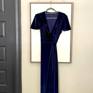 Hale Bob Silk Velvet Wrap Maxi Dress | Blue